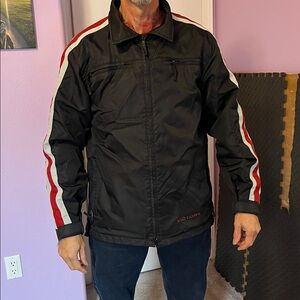 Men's Victory Windbreaker black with Red and grey racing stripes